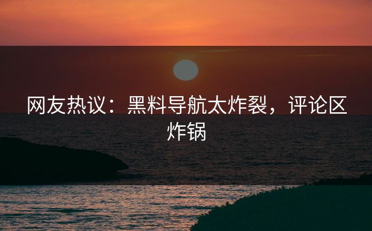 网友热议：黑料导航太炸裂，评论区炸锅