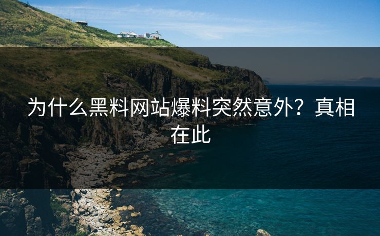 为什么黑料网站爆料突然意外？真相在此