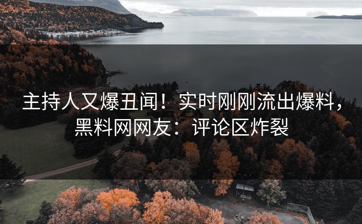 主持人又爆丑闻！实时刚刚流出爆料，黑料网网友：评论区炸裂
