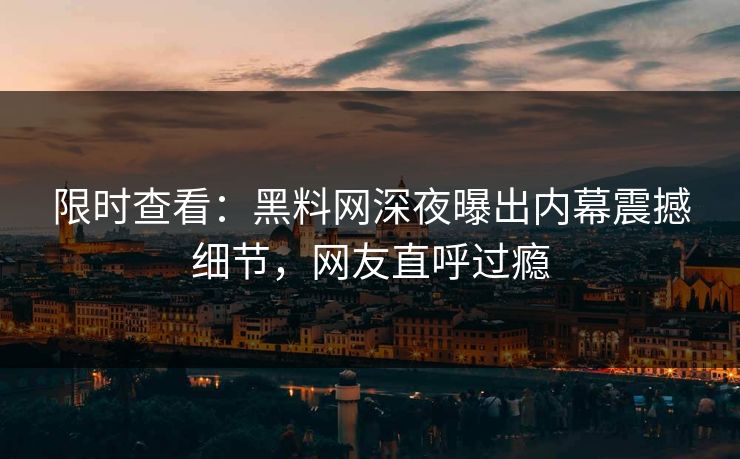 限时查看：黑料网深夜曝出内幕震撼细节，网友直呼过瘾