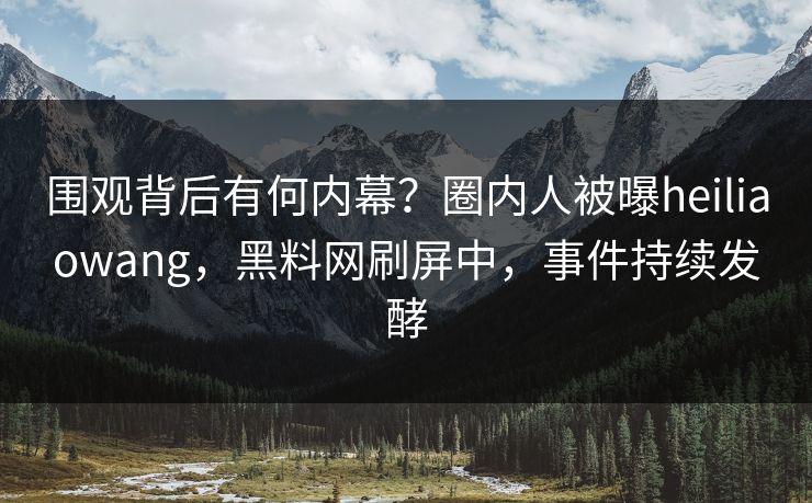 围观背后有何内幕？圈内人被曝heiliaowang，黑料网刷屏中，事件持续发酵