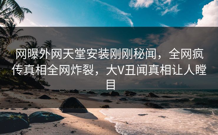 网曝外网天堂安装刚刚秘闻，全网疯传真相全网炸裂，大V丑闻真相让人瞠目