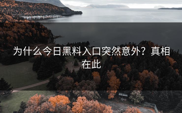 为什么今日黑料入口突然意外?真相在此