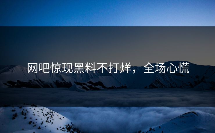 网吧惊现黑料不打烊，全场心慌