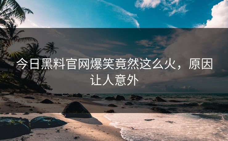今日黑料官网爆笑竟然这么火，原因让人意外