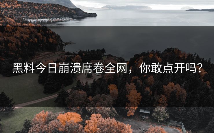 黑料今日崩溃席卷全网，你敢点开吗？