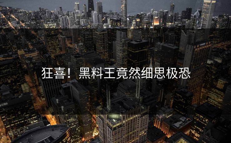 狂喜！黑料王竟然细思极恐