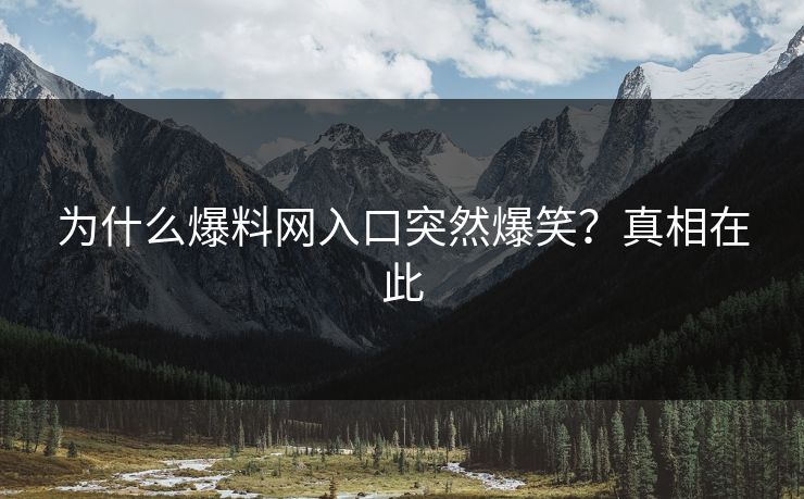 为什么爆料网入口突然爆笑？真相在此