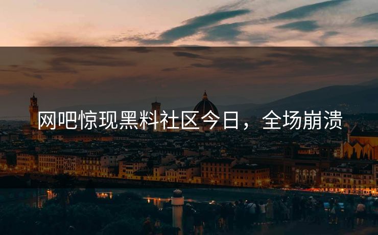 网吧惊现黑料社区今日，全场崩溃
