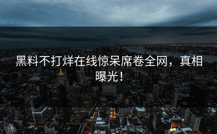 黑料不打烊在线惊呆席卷全网，真相曝光！