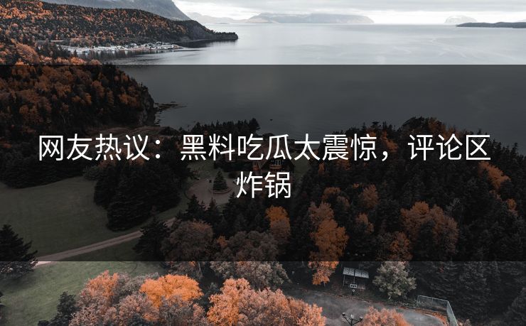 网友热议：黑料吃瓜太震惊，评论区炸锅