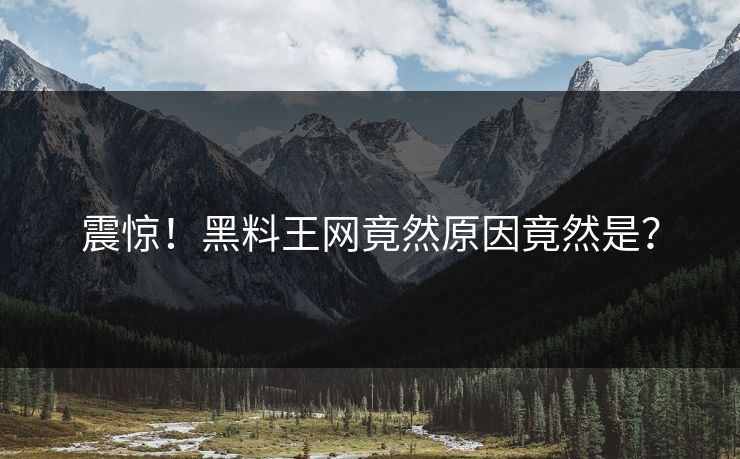 震惊！黑料王网竟然原因竟然是？