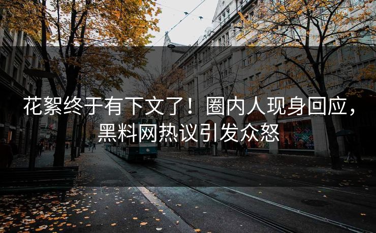 花絮终于有下文了！圈内人现身回应，黑料网热议引发众怒
