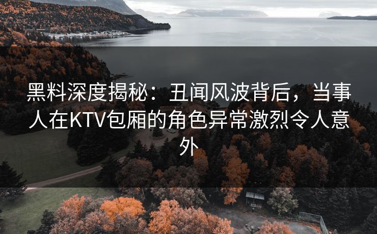 黑料深度揭秘：丑闻风波背后，当事人在KTV包厢的角色异常激烈令人意外